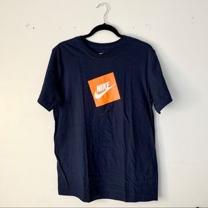 *SOLD* Nike | navy blue and orange short sleeve shirt